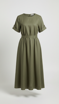 Vestido midi verde oliva
